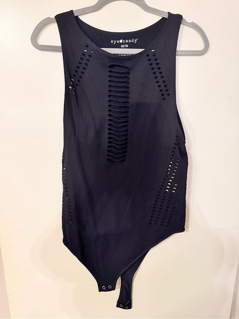 eye candy Black Ribbed Cutout Bodysuit